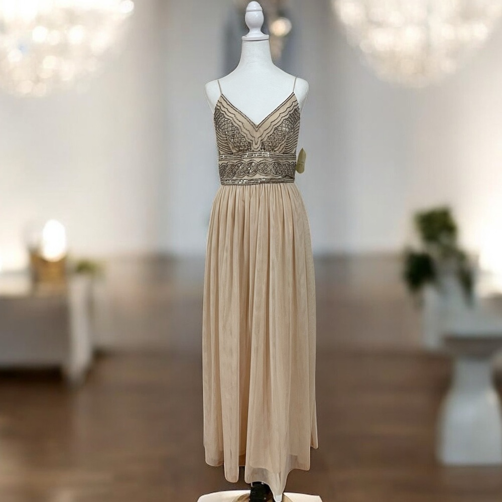 Altar’d State “Cynder” Embellished Maxi Dress – Cream – Size Small (NWT)